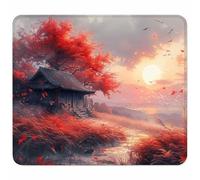 Orange Color Mouse Mat 340x280mm, Small Mouse Pad Sunset Waterproof Gaming Mousepad, Mini Desk Mat with Anti-Slip Base, Stitched Edges Mousepad, Keyboard, Mousemats for Desk, Gifts for Women J-7044