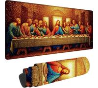 Orange Color Mouse Mat 800 x 400 x 4 mm Large Gaming Mouse Pad The Last Supper Desk Mat with Stitched Edges, Mousepad Non Slip Rubber Base, Waterproof Keyboard Desk Pad for Office Accessories w-661
