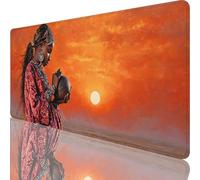 Orange Color Mouse Mat 900 x 400 x 4 mm Large Gaming Mouse Pad African Woman Desk Mat with Stitched Edges, Mousepad Non Slip Rubber Base, Waterproof Soft Desk Pad, Pc Accessories, Office Decor l-4534