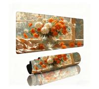 Orange Color Mouse Mat Daisy Mouse Pad Desk Mat 1200x600x3mm, Table Mats, Soft Smooth Surface and Anti-Slip Rubber Base, Improved Precision and Speed, Desk Accessories for Men Laptop, Office 0B-507