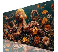 Orange Color Mouse Mat Octopus Mouse Pad Desk Mat Soft Smooth Surface and Anti-Slip Rubber Base for Stable Grip on Smooth Surfaces, Improved Precision and Speed, Office and Home 700 x 400 x 3mm K0-334