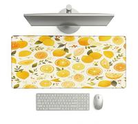 Orange Color Mouse Pad 1200 x 400 x 3 mm Extended Large Mouse Mat, Keyboard Mousemat, Desk Mat Workspace with Anti-Slip Base & Anti-Fray Edges, Waterproof Desk Accessories for Work (Lemon) L-x1113