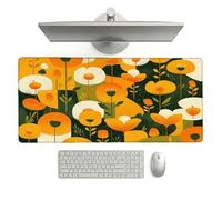 Orange Color Mouse Pad 800 x 300 x 3 mm Extended Large Mouse Mat, Keyboard Mousemat, Desk Mat Workspace with Anti-Slip Base & Anti-Fray Edges, Waterproof Desk Accessories for Work (Flower) L-x1072
