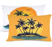 orange color Pillows 2 Pack landscape Pillow Protectors 30x50 Linen Pillow Case 2 Pack, With Hidden Zipper Pillowcases, Pillows Hotel Quality, Bedding Pillowcase, for Home Room Bed Decoration R-107