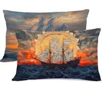 orange color Pillows 2 Pack ocean Pillow Protectors 50x70 Linen Pillow Case 2 Pack, With Hidden Zipper Pillowcases, Pillows Hotel Quality, Standard Size Pillowcase, for Home Room Bed Decoration R-109