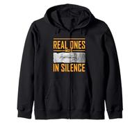 Orange Color Real Ones Move In Silence Orange Graphic Zip Hoodie