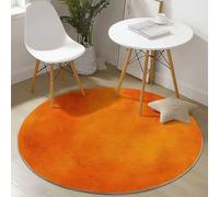Orange Color Round Rug for Bedside, Old Circle Carpet for Dorm, The Unique Gradient Background 90 cm Floor Mat with Non-Slip Backing, Washable Noise Reduction Area Rug for Entryway Aesthetic Decor