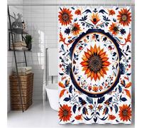 Orange Color Shower Curtain 200 x 150 cm Bathroom Curtain with 12 Hooks,Outdoor Garden Curtains Waterproof,Quick-Drying,Washable,Weighted Hem,BathCurtain for Spring Bathroom Home Decor Bohemia -ly663