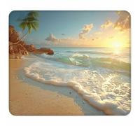 Orange Color Small Mouse Mat 400x300mm Gaming Mouse Pad Beach, Non-Slip Rubber Base, Waterproof Surface, Stitched Edges Mousemat, Compatible with Laser and Optical Mice Wear-Resistant 2-7891