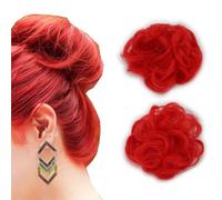 Orange Color Updo Bun Synthetic Scrunchie Messy Bun Extensions Elastic Donut Chignon Ponytail Hairpiece Rubber Band Wavy Bun Extensions for Women Girl(2pcs,119#)