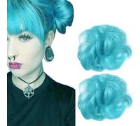 Orange Color Updo Bun Synthetic Scrunchie Messy Bun Extensions Elastic Donut Chignon Ponytail Hairpiece Rubber Band Wavy Bun Extensions for Women Girl(2pcs,119#)