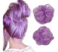 Orange Color Updo Bun Synthetic Scrunchie Messy Bun Extensions Elastic Donut Chignon Ponytail Hairpiece Rubber Band Wavy Bun Extensions for Women Girl(2pcs,119#)