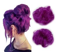 Orange Color Updo Bun Synthetic Scrunchie Messy Bun Extensions Elastic Donut Chignon Ponytail Hairpiece Rubber Band Wavy Bun Extensions for Women Girl(2pcs,119#)