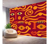 Orange Color Wallpaper, Traditional Abstract Painting Stripes Print Wall Mural, 3D Wall Mural Decoration Poster Design, Canvas Material for Living Room Bedroom Nursery Action 250 x 175 cm (W x H)