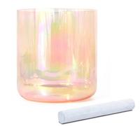 Orange Colored Clear Crystal Singing Bowl for Yoga Meditation & Sound Bath, Quartz Chakra Sound Bowl with Suede Mallet & O-ring(440Hz,7inch C note)
