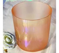 Orange Colored Clear Crystal Singing Bowl with Suede Mallet & O-ring, Quartz Chakra Sound Bowl for Yoga Meditation & Release Pressure(432Hz,8 inch C Note)