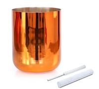 Orange Colored Crystal Singing Bowl with Crystal Striker Suede Mallet & O-ring, Clear Chakra Sound Bowl for Yoga Meditation Sound Bath(440Hz,7 inch A Note)