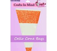 Orange Cone Cello Bags | Clear Cellophane | Party Sweet Bags | Medium 16cm x 30cm (Pack of 25)