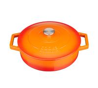 (Orange) Cooks Professional 28cm Shallow Cast Iron Casserole