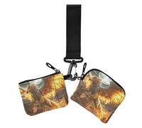 Orange Cool Flame Phoenix Women's Wallets Card Cases Mini Fashion Coin Purse Change Holder with Wristlet Strap for Woman 2 Packs, Orange cool flame Phoenix, 1 size, Print Art, Orange Cool Flame