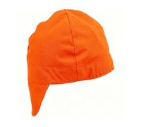 Orange Cotton Welding Beanie Cap with Flame Resistant Windproof Protection | Breathable Mesh Lining, Dual Wear Design, for Electric Welding, Men and Women, Shop Use