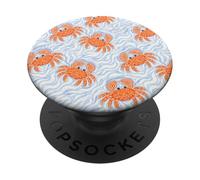 Orange Crab Ocean Wave Water Ripple Summer Pattern Aesthetic PopSockets Adhesive PopGrip