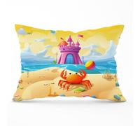 Orange Crab On A Beach Holiday Cushions Warren Reed - Designer Yellow 60cm x 60cm