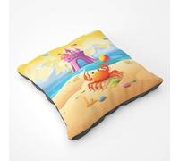 Orange Crab On A Beach Holiday Floor Cushion Warren Reed - Designer Yellow Large