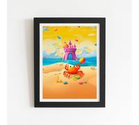 Orange Crab On A Beach Holiday Framed Art Print Warren Reed - Designer Black W16 inch x H24 inch