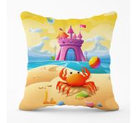 Orange Crab On A Beach Holiday Outdoor Cushion Warren Reed - Designer Yellow 60cm x 60cm
