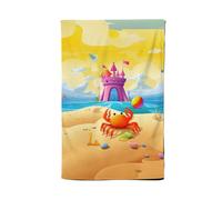 Orange Crab On A Beach Holiday Tea Towel Warren Reed - Designer Yellow One Size