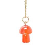 Orange Crystal Mushroom Necklace - Symbolizes Free Spirit & Healing, Third Eye Chakra, Nickel-Free, Hypoallergenic, Includes Matching Envelope & Blank Card for Personal Message