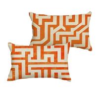 Orange Cushion Covers 30x60 cm/12x24 Inch Waterproof Linen Garden Cushions Abstract Double Sided Printing Decorative Pillow Covers with Invisible Zipper for Garden Bedroom Living Room, set of 2 1B-97
