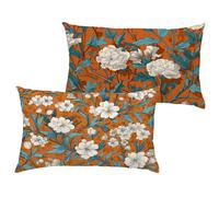 Orange Cushion Covers 30x60 cm/12x24 Inch Waterproof Velvet Garden Cushions Flower Double Sided Printing Decorative Pillow Covers with Invisible Zipper for Garden Bedroom Living Room, set of 2 1B-100