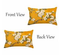 Orange Cushion Covers 40 x 80 cm Floral Sofa Cushions 2 Pack Rectangle Cushion Covers Linen Throw Pillow Double Sided Printing Outdoor Cushions for Living Room Bedroom Bed Garden Autumn Decor 2s-877