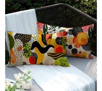 Orange Cushion Covers 40x60, Set of 2 Rectangle Outdoor Cushions with Invisible Zip, Large Waterproof Linen Sofa Cushions Fruit Decorative Pillows for Bed Sofa Patio Garden Bench Farmhouse Y2-587