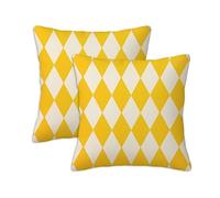Orange Cushion Covers 50 x 50 cm Set of 2 Outdoor Cushions Geometric, Waterproof Linen Square Pillow Covers with Stitched Edge, Outdoor Throw Pillow Decorative for Home Garden Furniture Patio S-846