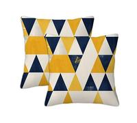 Orange Cushion Covers 90 x 90 cm Set of 2 Outdoor Cushions Geometric, Waterproof Linen Square Pillow Covers with Stitched Edge, Outdoor Throw Pillow Decorative for Home Garden Furniture Patio S-998