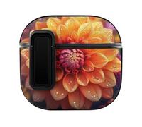 Orange Dahlia Floral Plants Bluetooth Headphone Case Earphone Protective Cover with Magnets Lock Compatible with Airpods 4