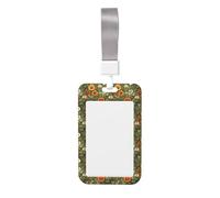Orange Daisy Hummingbird Print Badge Holder with Lanyard, Hard Plastic Vertical Name ID Card Badge Holders