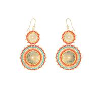 Orange Dangle Drop Earrings for Women Summer Beaded Crystals Glass Bead Bohemia Beach Vacation Statement Earrings For Women