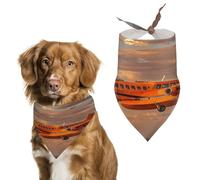Orange Daylight Aircraft Dog Bandanas Cute Soft Cotton Puppy Scarves Washable Daily Summer Durable Triangle Reversible Bibs Suitable for Small Medium Large Dogs and Cats