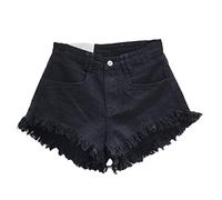 Orange Denim Shorts Women Pants Summer Woman's Clothing All-Match Ins Wide-Leg Ripped Tassel Shorts Black 187 L