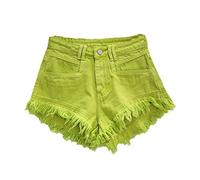 Orange Denim Shorts Women Pants Summer Woman's Clothing All-Match Ins Wide-Leg Ripped Tassel Shorts EN8 187 L