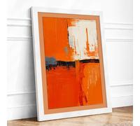 Orange Divide Abstract Framed Wall Art Print A1 (84.1×59.4cm) White, Wall Decor for Living Room, Bedroom, Office & Home, Ready to Hang, Art Gift