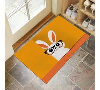 Orange Door Mats Indoor, 45x75 cm Non-slip Doormats,Soft Low Pile Cute White Rabbit Print Front Door Mat,Machine Washable Cartoon Animals Entrance Rug,Floor Carpet for Kitchen Bedroom