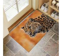 Orange Door Mats Indoor, 60x90 cm Non-slip Doormats,Soft Low Pile Fierce Leopard Print Front Door Mat,Machine Washable Wild Animals Entrance Rug,Floor Carpet for Kitchen Bedroom