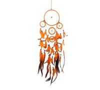 Orange Dream Catcher - Nightmare Free Sleep, Handmade Boho Wall Decor, Natural Ornament, 60cm Hanging Mobile, Charm, Gift for Kids Bedroom Nursery Tent Living Room Window Usage