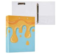 Orange drip pattern on light blue binders 3.8cm round rings binders with pocket 1/2 pack various binders hard cover