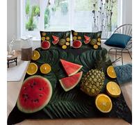 Orange Duvet Cover Single Watermelon Bedding Quilt Cover 2 Pcs, 3D Pineapple Print Reversible Bedding Set Ultra Soft Brushed Microfiber Bed Set Bedroom Decor, 1 Pillowcase 2389e